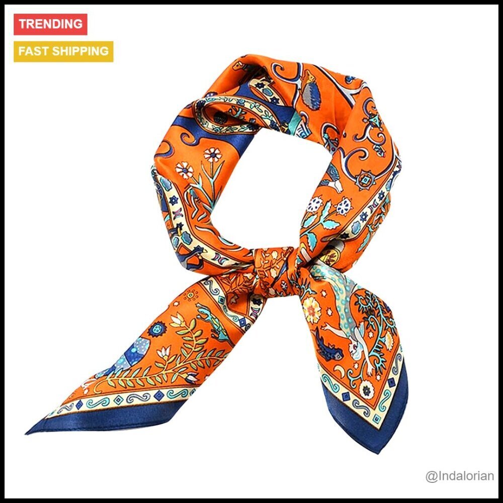 Floral Silk Scarf Elegant Square Wrap Head Neck Accessory Women's Fashion